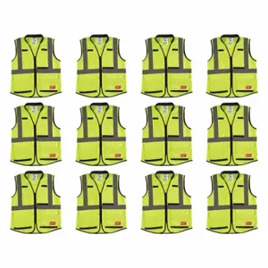 MILWAUKEE 48-73-5082X12 High Visibility Vest, ANSI Class 2, X, L/XL, Lime, Solid Polyester, Zipper, ANSI Class 2 | CT3KWV 349EY8