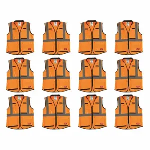 MILWAUKEE 48-73-5091X12 High Visibility Vest, ANSI Class 2, X, S/M, Orange, Solid Polyester, Zipper, ANSI Class 2 | CT3KXH 349EZ2