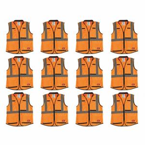 MILWAUKEE 48-73-5093X12 High Visibility Vest, ANSI Class 2, X, S/M, Orange, Solid Polyester, Zipper, ANSI Class 2 | CT3KXJ 349EZ6