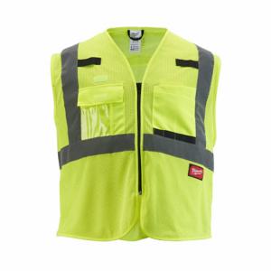 MILWAUKEE 48-73-5113 Safety Vest, Ansi Class 2, U, 2Xl/3Xl, Lime, Mesh Polyester, Zipper, Single, Ansi Class 2 | CT3NQT 787V28