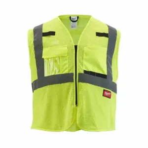 MILWAUKEE 48-73-5114 Safety Vest, Ansi Class 2, U, 4Xl/5Xl, Lime, Mesh Polyester, Zipper, Single | CT3NQP 787V29