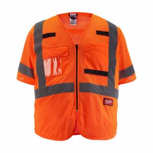 MILWAUKEE 48-73-5137 Safety Vest, Ansi Class 3, U, 2Xl/3Xl, Orange, Mesh Polyester, Zipper, Single | CT3NPL 787V48