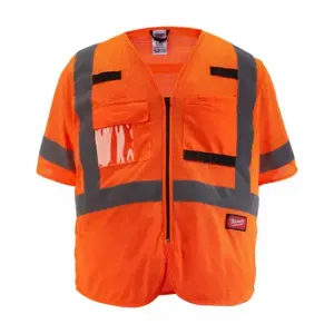 MILWAUKEE 48-73-5135 Safety Vest, Ansi Class 3, U, S/M, Orange, Mesh Polyester, Zipper, Single | CT3NQE 787V46