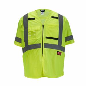 MILWAUKEE 48-73-5142 Safety Vest, Ansi Class 3, U, L/Xl, Lime, Solid Polyester, Zipper, Single | CT3NPY 787V51