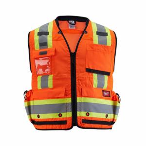MILWAUKEE 48-73-5167 Safety Vest, Ansi Class 2, U, 2Xl/3Xl, Orange, Mesh Polyester, Zipper, Contrasting, Single | CT3NMQ 787V64
