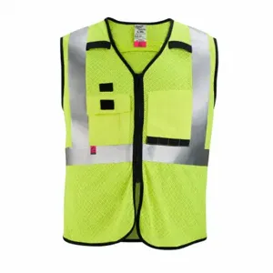 MILWAUKEE 48-73-5201 Safety Vest, Ansi Class 2, U, S/M, Lime, Mesh Polyester, Zipper, Single, Mic Tab, 1 | CT3NNK 787V74