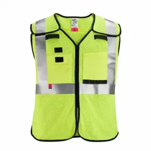 MILWAUKEE 48-73-5212 Safety Vest, Ansi Class 2, X, L/Xl, Lime, Mesh Polyester, Hook-And-Loop, Single, Mic Tab | CT3NQM 787V79