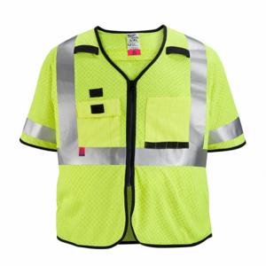 MILWAUKEE 48-73-5221 Safety Vest, Ansi Class 3, U, S/M, Lime, Mesh Polyester, Zipper, Single, Mic Tab, 1 | CT3NQB 787V82