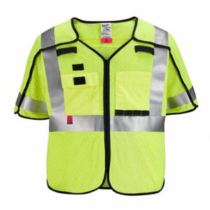 MILWAUKEE 48-73-5234 Safety Vest, Ansi Class 3, X, 4Xl/5Xl, Lime, Mesh Polyester, Hook-And-Loop, Single, 1 | CT3NQG 787V89