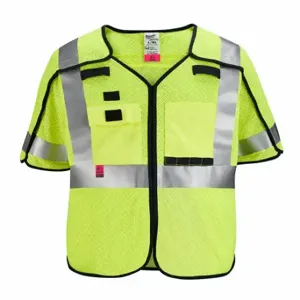 MILWAUKEE 48-73-5233 Safety Vest, Ansi Class 3, X, 2Xl/3Xl, Lime, Mesh Polyester, Hook-And-Loop, Single, 1 | CT3NQW 787V88