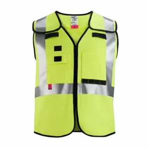 MILWAUKEE 48-73-5312 Safety Vest, Ansi Class 2, X, L/Xl, Lime, Solid Polyester, Hook-And-Loop, Single, Mic Tab | CT3NPB 787V95