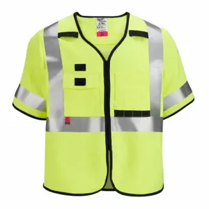 MILWAUKEE 48-73-5323 Safety Vest, Ansi Class 3, U, 2Xl/3Xl, Lime, Solid Polyester, Hook-And-Loop, Single, 1 | CT3NPJ 787VA0