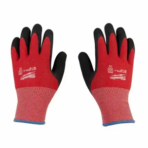 MILWAUKEE 48-73-7921 Knit Gloves, Size M, Palm, Double Dipped, Latex, Palm, Latex, Acrylic, Sandy | CT3MLG 787RG5