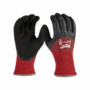 MILWAUKEE 48-73-7940 Knit Gloves, Size S, 3/4, Double Dipped, Latex, 3/4, Latex, Acrylic, Sandy, Red | CT3MLM 787RH3