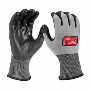 MILWAUKEE 48-73-8732B Work Gloves, L 9, ANSI Cut Level A3, Palm, Dipped, Polyurethane, Smooth, Gray, 12 PK | CT3KGC 787V11