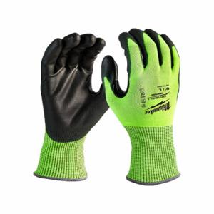 MILWAUKEE 48-73-8942 Knit Gloves, Size L, ANSI Cut Level A4, Palm, Dipped, Nitrile, HPPE, Lime, 1 Pair | CT3MKQ 327WL3