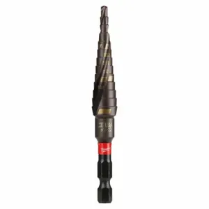 MILWAUKEE 48-89-9241 Step Drill Bit, 13 Hole Sizes, 1/8 Inch to 1/2 Inch, 1/32 Inch Step Increments | CT3PKL 492R83