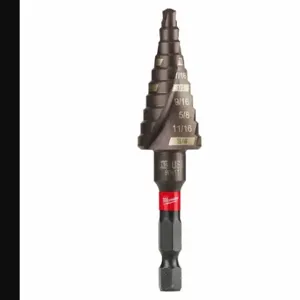 MILWAUKEE 48-89-9243 Step Drill Bit, 10 Hole Sizes, 3/16 Inch to 3/4 Inch, 3/4 Inch Step Increments | CT3PKH 492R85