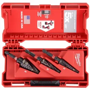 MILWAUKEE 48-89-9254 Step Drill Bit Set, 31 Hole Sizes, 1/8 Inch to 7/8 Inch, 1/16 Inch Step Increments | CT3PKF 492R89