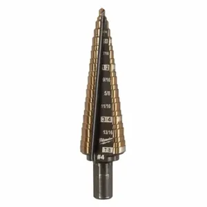 MILWAUKEE 48-89-9284 Step Drill Bit, 12 Hole Sizes, 3/16 Inch to 7/8 Inch, 1/16 Inch Step Increments, Hex Shank | CT3PKK 780U05