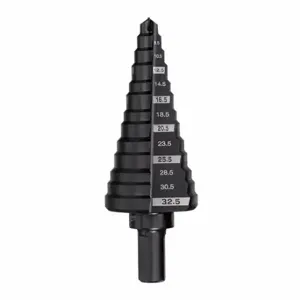 MILWAUKEE 48-89-9332 Step Drill Bit, 13 Hole Sizes, 5 mm to 32.5 mm, 1/16 Inch Step Increments | CT3PKW 48UT23