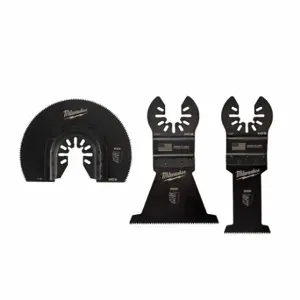 MILWAUKEE 49-10-9004 Oscillating Tool Blade Set, 3 Blades, Cutting Blade, Clean Wood/Drywall/PVC | CT7WEB 60RK17