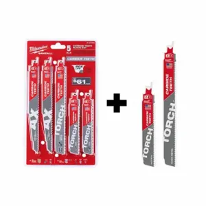 MILWAUKEE 49-22-5505, 48-00-5201, 48-00-5202 Reciprocating Saw Blade Set, 5/7 Teeth Per Inch, 6 X 9 Inch Blade Length, 1 Inch Height | CT3NFK 380FL7