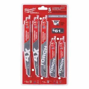 MILWAUKEE 49-22-5505 Reciprocating Saw Blade Set, 5/7 Teeth Per Inch, Straight/Tapered Back | CT3NFL 55ZK48