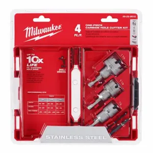 MILWAUKEE 49-22-8610 Hole Cutter Kit, 4 Pieces, 7/8 Inch to 1 3/8 Inch Saw Size Range | CT3KXW 783WL3