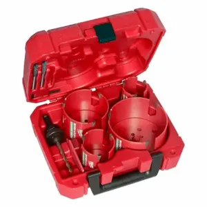 MILWAUKEE 49-56-9285 Hole Cutter Kit, 8 Pieces, 2 1/8 Inch to 3 5/8 Inch Saw Size Range | CT3KXY 483K83