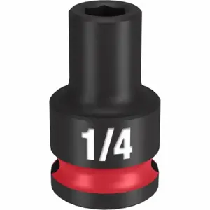 MILWAUKEE 49-66-6100 Standard Impact Socket, 3/8 Inch Drive Size, 1/4 Inch Socket Size, 6-Point | CT3LWD 61DK17