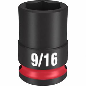 MILWAUKEE 49-66-6107 Standard Impact Socket, 3/8 Inch Drive Size, 9/16 Inch Socket Size, 6-Point | CT3LXH 61DK24