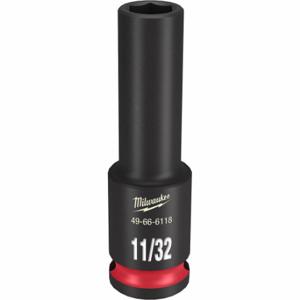 MILWAUKEE 49-66-6118 Deep Impact Socket, 3/8 Inch Drive Size, 11/32 Inch Socket Size, 6-Point, Deep | CT3LNM 61DK35