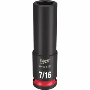 MILWAUKEE 49-66-6120 Deep Impact Socket, 3/8 Inch Drive Size, 7/16 Inch Socket Size, 6-Point, Deep | CT3LPK 61DK37