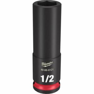 MILWAUKEE 49-66-6121 Deep Impact Socket, 3/8 Inch Drive Size, 1/2 Inch Socket Size, 6-Point, Deep | CT3LYF 61DK38