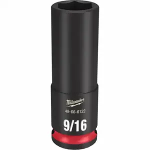 MILWAUKEE 49-66-6122 Deep Impact Socket, 3/8 Inch Drive Size, 9/16 Inch Socket Size, 6-Point, Deep | CT3LXT 61DK39