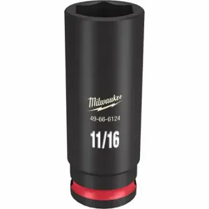 MILWAUKEE 49-66-6124 Deep Impact Socket, 3/8 Inch Drive Size, 11/16 Inch Socket Size, 6-Point, Deep | CT3LNL 61DK41