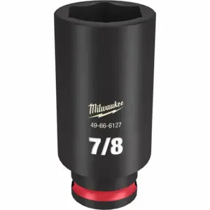 MILWAUKEE 49-66-6127 Deep Impact Socket, 3/8 Inch Drive Size, 7/8 Inch Socket Size, 6-Point, Deep | CT3LPL 61DK44