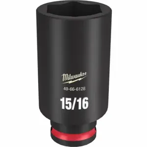 MILWAUKEE 49-66-6128 Deep Impact Socket, 3/8 Inch Drive Size, 15/16 Inch Socket Size, 6-Point, Deep | CT3LNU 61DK45