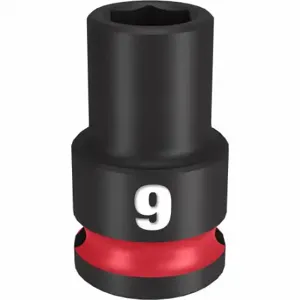 MILWAUKEE 49-66-6133 Standard Impact Socket, 3/8 Inch Drive Size, 9 mm Socket Size, 6-Point Black Phosphate | CT3LXG 61DK50