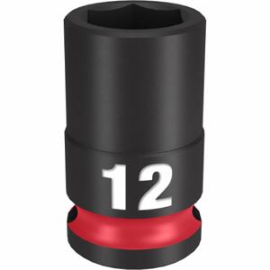 MILWAUKEE 49-66-6136 Standard Impact Socket, 3/8 Inch Drive Size, 12 mm Socket Size, 6-Point | CT3LWH 61DK53