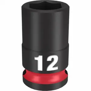 MILWAUKEE 49-66-6136 Standard Impact Socket, 3/8 Inch Drive Size, 12 mm Socket Size, 6-Point | CT3LWH 61DK53