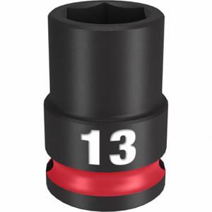 MILWAUKEE 49-66-6137 Standard Impact Socket, 3/8 Inch Drive Size, 13 mm Socket Size, 6-Point | CT3LWJ 61DK54