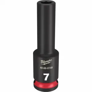 MILWAUKEE 49-66-6149 Deep Impact Socket, 3/8 Inch Drive Size, 7 mm Socket Size, 6-Point, Deep, Black Phosphate | CT3LPJ 61DK66