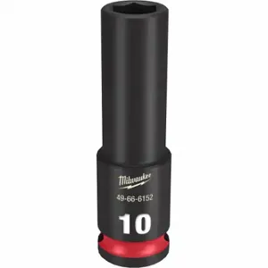 MILWAUKEE 49-66-6152 Deep Impact Socket, 3/8 Inch Drive Size, 10 mm Socket Size, 6-Point, Deep, Black Phosphate | CT3LNJ 61DK69