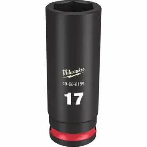 MILWAUKEE 49-66-6159 Deep Impact Socket, 3/8 Inch Drive Size, 17 mm Socket Size, 6-Point, Deep, Black Phosphate | CT3LNW 61DK76