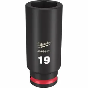 MILWAUKEE 49-66-6161 Deep Impact Socket, 3/8 Inch Drive Size, 19 mm Socket Size, 6-Point, Deep, Black Phosphate | CT3LNY 61DK78