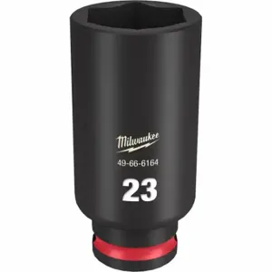 MILWAUKEE 49-66-6164 Deep Impact Socket, 3/8 Inch Drive Size, 23 mm Socket Size, 6-Point, Deep, Black Phosphate | CT3LPB 61DK81