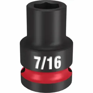 MILWAUKEE 49-66-6201 Standard Impact Socket, 1/2 Inch Drive Size, 7/16 Inch Socket Size, 6-Point | CT3LXV 61DK84