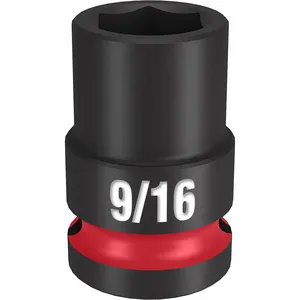 MILWAUKEE 49-66-6203 Standard Impact Socket, 1/2 Inch Drive Size, 9/16 Inch Socket Size, 6-Point | CT3LTU 61DK86